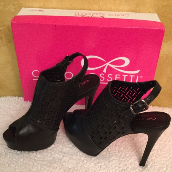 Carlo Rossetti Shoes - NEW Peep Toe Black Platform Sandals